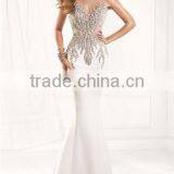 Lux Beaded Sleeveless Satin Sexy Bridal Dress thumbnail-2
