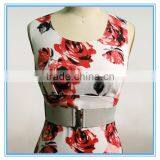 Latest Dress Patterns Ladies Casual Floral Print Dress With Waist Belt2016 thumbnail-2