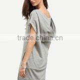 High Quality Fashion Lady Longline Short Sleeve Hoody With String thumbnail-4