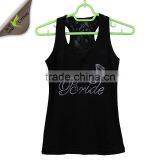 Wholesale Black Tank Tops Custom Rhinestone And Printing Design For Women thumbnail-1