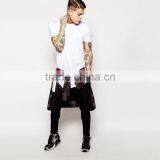 2015 Mens Plain White Tall Tee Shirt With Zip Detail thumbnail-4