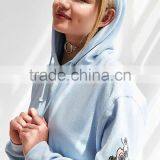 MGOO 2017 Noise Skeleton Flower Hoodie Sweatshirt Cotton Blends Fleece Light Blue Putover Hoodies thumbnail-6