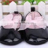 New Baby Leather Shoe Cheap Wholesale Shoe in China Girls Princess Leather Shoes With Pink Ribbon thumbnail-2