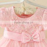 2017 Vietnam Summer Simple Baby Frock Design Pink Short Sleeves Bow-knot Sweet Birthday Party Dresses Turkish Clothes thumbnail-3