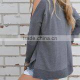 Zm50316b 2017 New Modle Women Clothes Europe Round Neck Long Sleeve Loose off Shoulder Ladies Blouse thumbnail-3