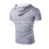 Latest Shirt Designs for Men Plain Fashion Sport Tshirt With Hood thumbnail-4