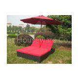 Comfortable Outdoor Rattan Daybed , Wicker Double Chaise Lounge