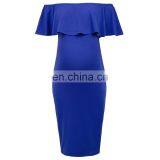 Grace Karin Sexy Women's Off Shoulder Hips-Wrapped Blue Maternity Bodycon Pencil Dress CL010625-2 thumbnail-1