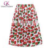 19 Colors ! Grace Karin Colorful Cheap Occident Short Retro Vintage Cotton 50s Drawberry Print Skirt CL6294-17# thumbnail-1