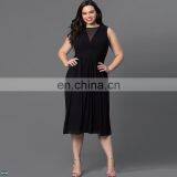 T-D094 New Arrival Pleated Solid Color Plus Size Stylish Fat Women Dress thumbnail-1