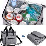 420D Nylon Outdoor Shoulder Portable Medium Size Dark Gray Thermal Reusable Cans Cooler Bag With Inside Liner thumbnail-2