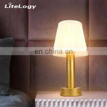 2021 Newest Round Base Table Lamps Luxury Decorate Cordless Cloth Shade Modern Table Lamp thumbnail-2
