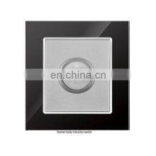 10A/16A Gold Red Black British Standard European Standard Human Body Induction Glass Panel Electrical Wall Switch Socket Panel