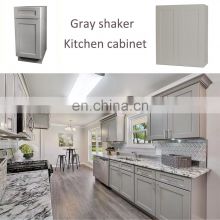 Customized Design Gray Shaker Style Door Cherry Solid wood Kitchen Cabinet With Double Sink
