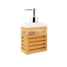 Bamboo Bathroom Accessory Set Soap Dispenser Toothbrush Holder Bath Bin Natural Wooden Bathroom Decoration Sets thumbnail-2