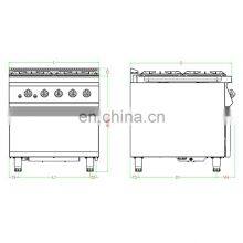 Horno de cocción a gas comercial de 4 quemadores de acero inoxidable thumbnail-3
