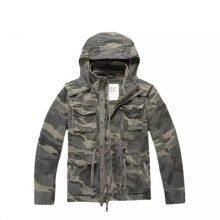 Men's Casual Hooded Long Sleeve Camouflage Multi-Bag Medium Long Jacket Coat