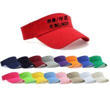 Solid Color Cotton Visor Summer Printing LOGO Marathon Sports Hat Travel Shading Sun Protection Portable Men Women Cap Wholesale thumbnail-1