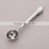 Creative Kitchen Gadgets 304 Stainless Steel Coffee Spoons FDA Approved Measuring Spoons With Clips Silver / Gold Color