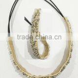 FASHION FABRIC HAND SEWN BEADED RHINESTONE HEAD BAND thumbnail-1