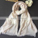 New Style Flower Embroidery Design Fashion Woman Cotton Viscose Scarf thumbnail-2