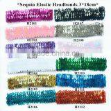 Sequin Elastic Headband 3x18cm, Headwrap in the Piece, 100% Sequin