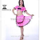 Cute Girl Spandex Belly Dancing Clothing With Lace Hemline