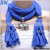 Hotsale Jersey Knit Jewelry Pendant Scarve in Blue thumbnail-1