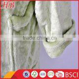 Green Flannel Fleece Ladies Bathrobe With Emb and Shawl Collar, Factory Direct Sale , Sleepwear With Low Price thumbnail-3