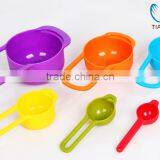 NEW 6pcs COLOURFUL Eco-Friendly PLASTIC MEASURING SPOONS & CUPS RAINBOW MULTI COLOURED FLAT thumbnail-4