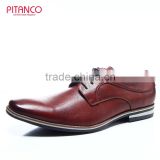 Brown lace-up genuine leather mens derby shoes