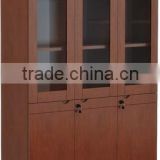wooden office furniture bookcase filing cabinet with glass door