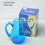 Hot Selling 1960ml Colored Glass Pitcher Water Jug With Glass Side Handle