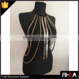 Hot Selling American Body Chain,Bib Black and Gold Chain Design Body Chain thumbnail-2