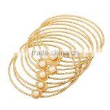 MultiLayer Iron Wire Women Cuff Bangle Fashion Wide Bangles & Bracelets With Pearl Jewelry Accessories thumbnail-2
