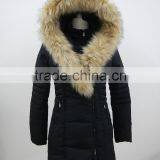 Women Winter Faux Down Puffer Quilted Faux Fur Hooded Coat