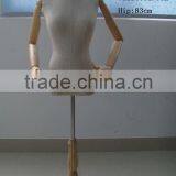 female bust dress form mannequin with articulated wooden arms