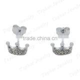 Wholesale Micro Pave Silver Crown Earrings Zircon Stone Stud Earrings thumbnail-2