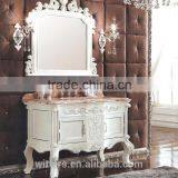 Spanish Vintage b Bathroom Vanity Cabinet Solid Wood Luxury Bathroom Furniture With Carved Flower WTS334