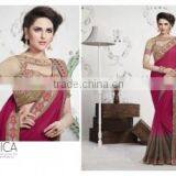 Conscientious Magenta Georgette Designer Saree/buy Online Designer Sarees