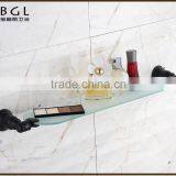 Traditional China Supplier Zinc Alloy ORB Plated Wall Mounted Bathroom Accessories Glass Shelf
