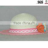 Ladies Medium Brim Hand Crochet Floppy Straw Hat With Ribbon Trim