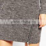 Longline Sexy Jumpers With Side Zips Custom Plain Knitted Sweater thumbnail-3