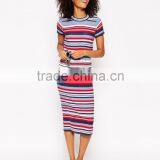 High Fashion Design Hand -made Sweater Dress Short Sleeve Sweater Dress Colorfull Stripe Sweater Dress thumbnail-4