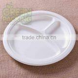 9 inch 3 compartment sugarcane compostable plates