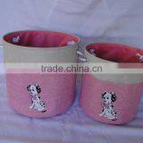 set of 2 cloth storage basket with embroidery