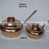 Copper Frying Pan With Pewter Lining and Brass Handles Polished thumbnail-1