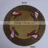 Round Glass Bead Table Mat With Four Brids Pattern Other Colours Also Available thumbnail-1