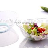 plastic oval transparent salad bowl with fork