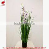 2017 Wholesale Nearly Nature Artificial Grass Synthetic Onion Grass With Orchid in Pot Fake Grass for Indoor Decoration thumbnail-1